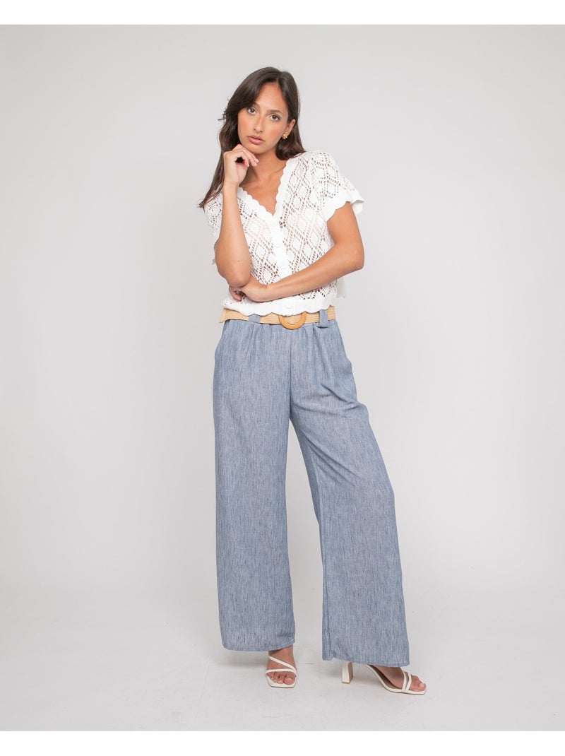 Pantalone da città con cintura ELOUVE Blu - Kiabi