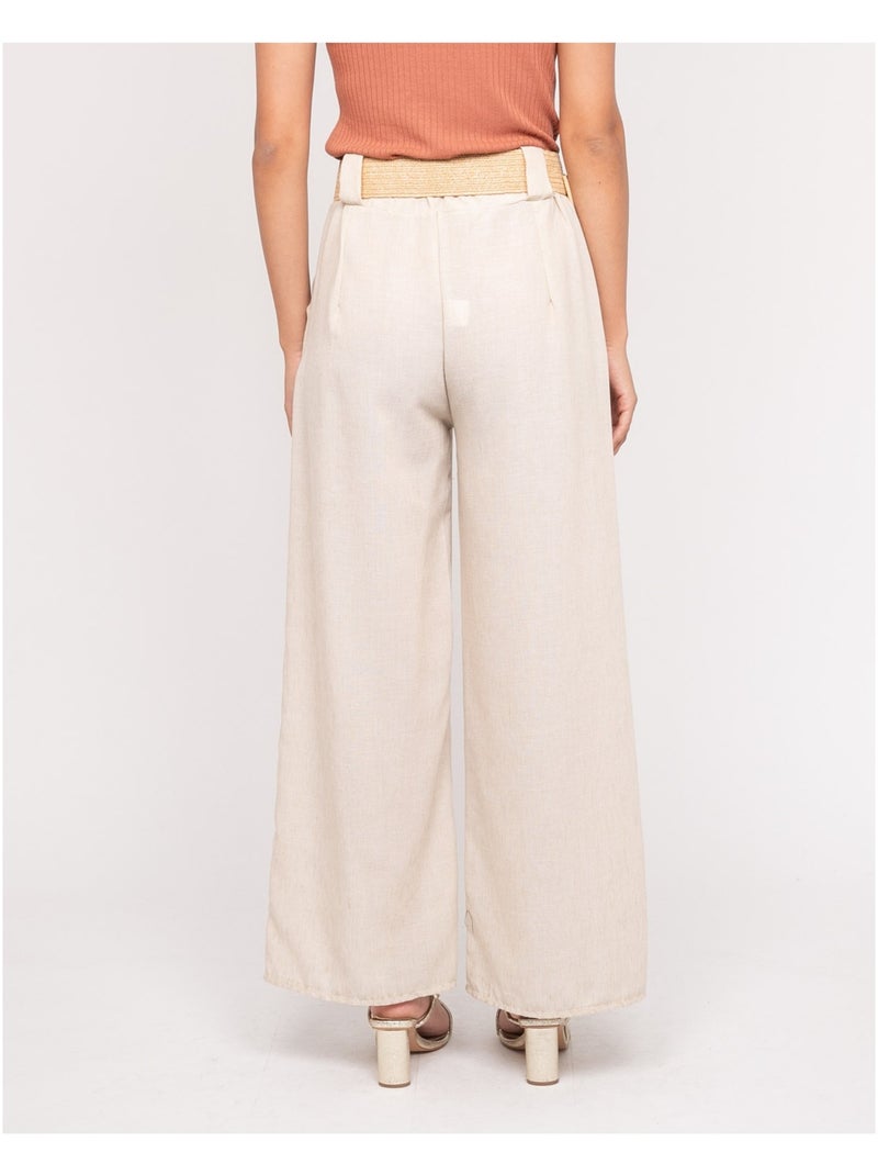 Pantalone da città con cintura ELOUVE Ecru - Kiabi