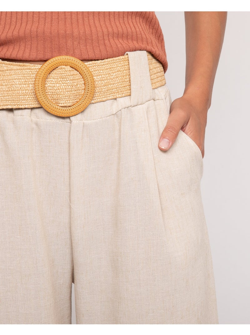 Pantalone da città con cintura ELOUVE Ecru - Kiabi