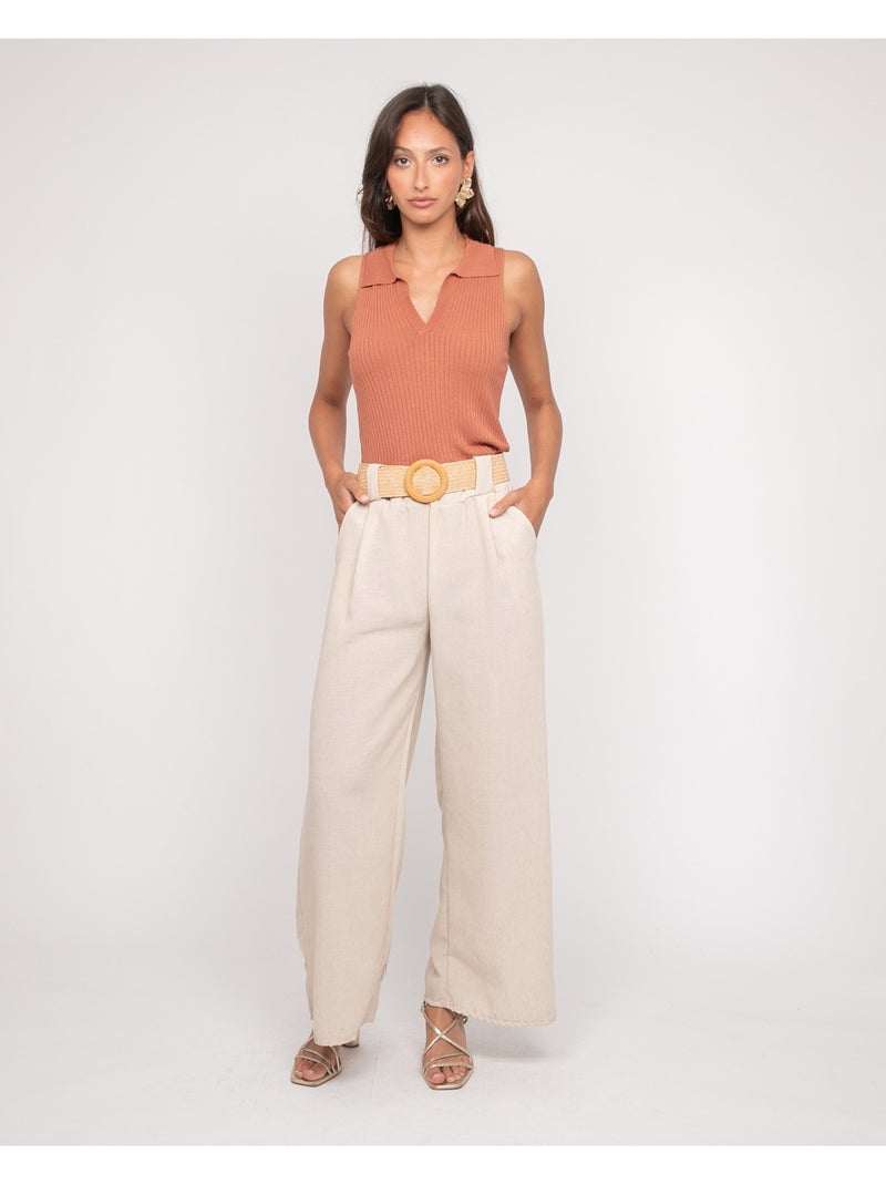 Pantalone da città con cintura ELOUVE Ecru - Kiabi