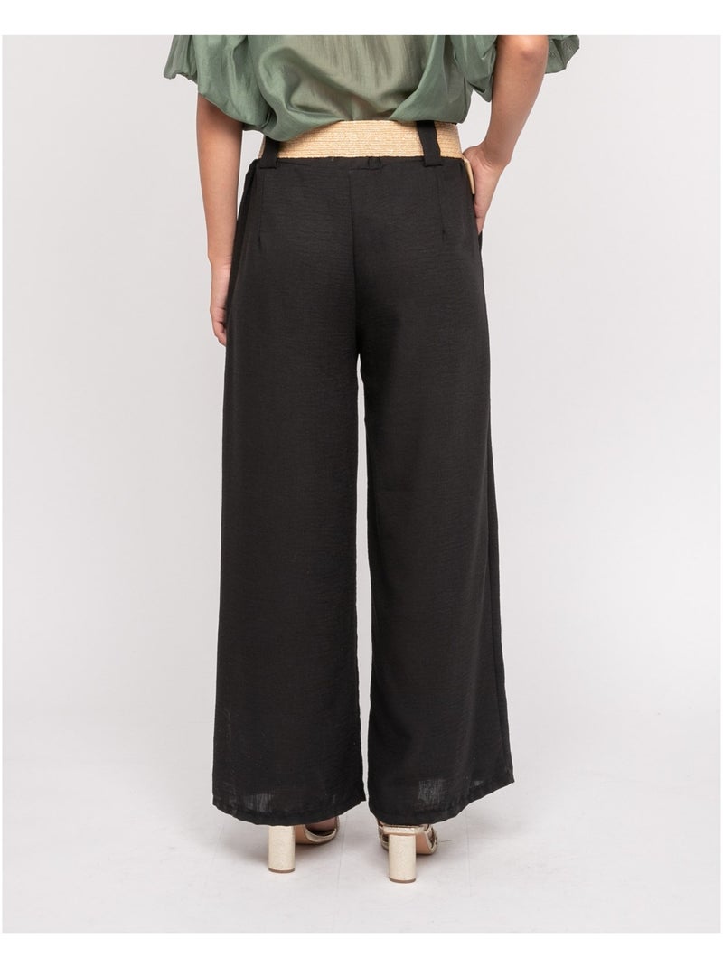 Pantalone da città con cintura ELOUVE Nero - Kiabi
