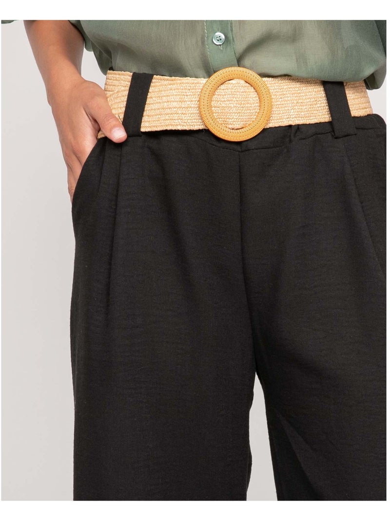 Pantalone da città con cintura ELOUVE Nero - Kiabi