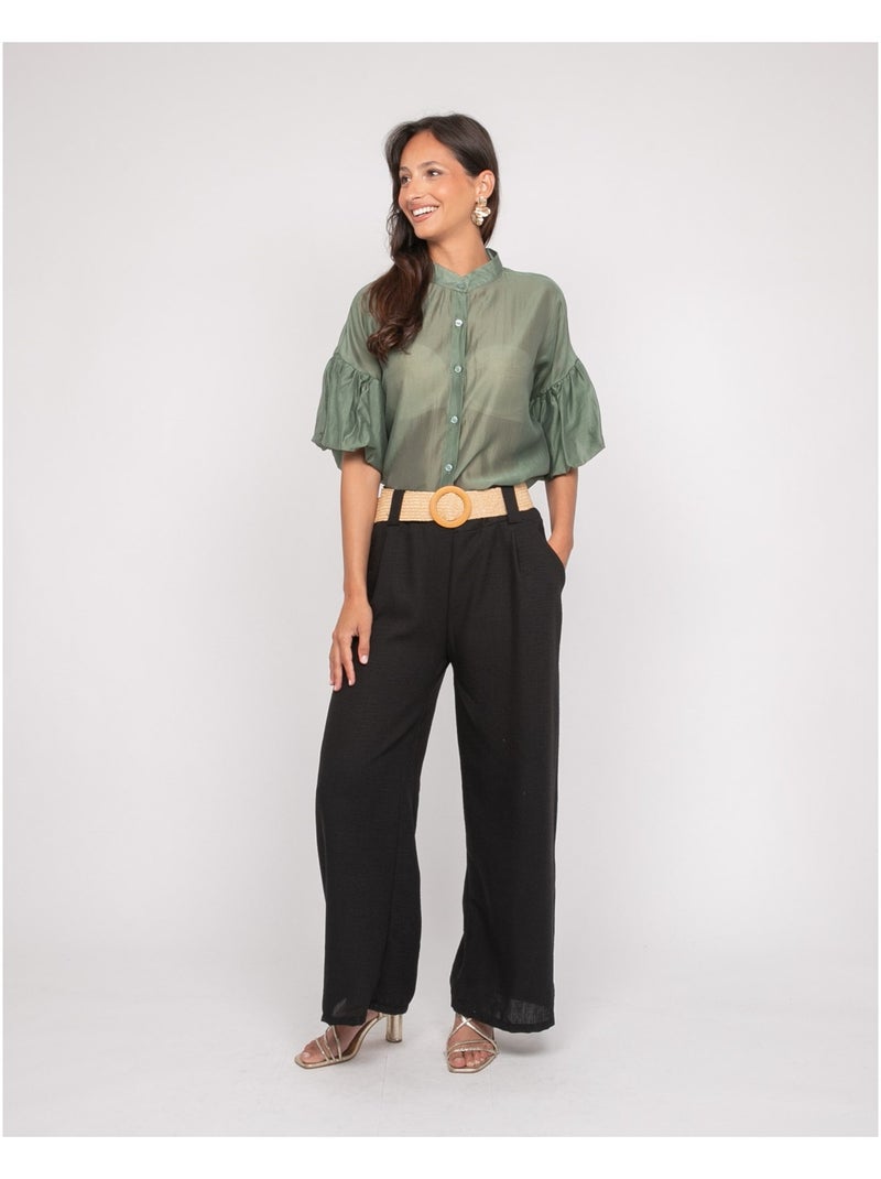 Pantalone da città con cintura ELOUVE Nero - Kiabi