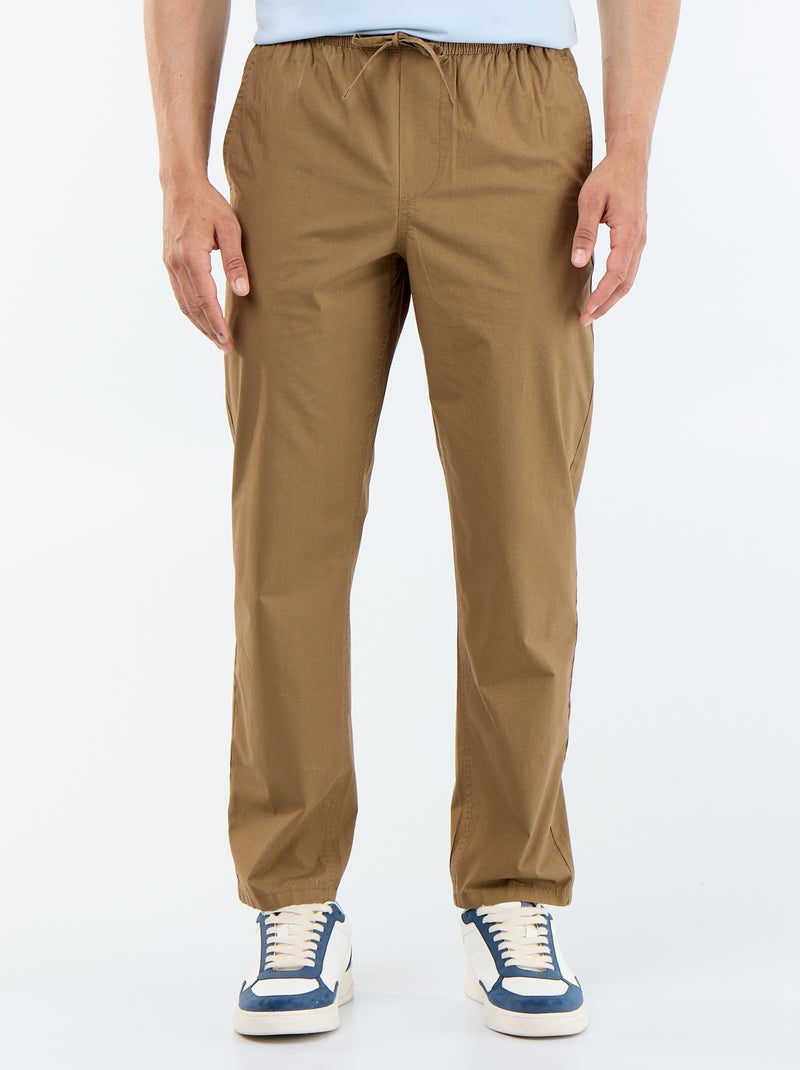 Pantalone da città in popeline Marrone - Kiabi