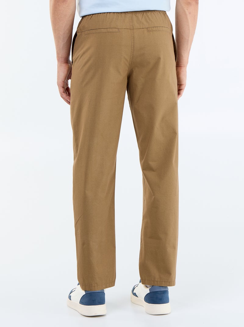 Pantalone da città in popeline Marrone - Kiabi