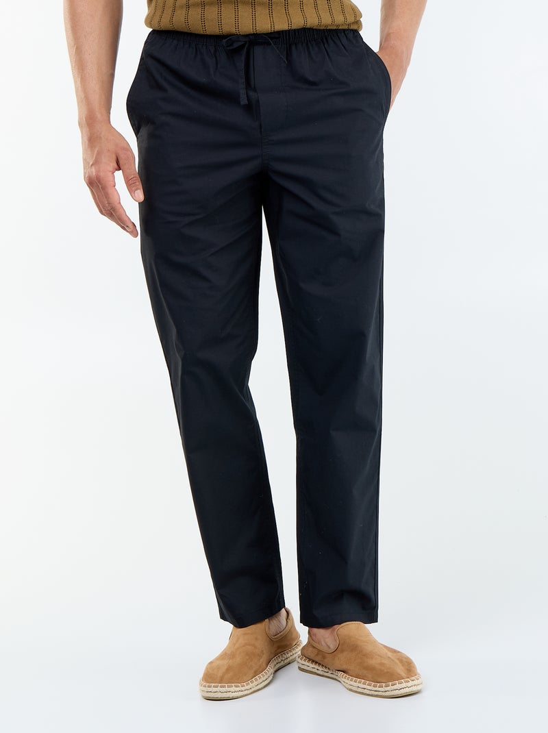 Pantalone da città in popeline Nero - Kiabi