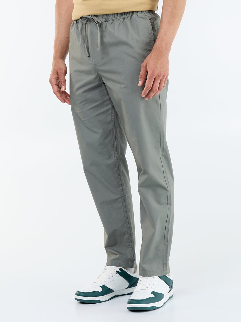 Pantalone da città in popeline Verde - Kiabi