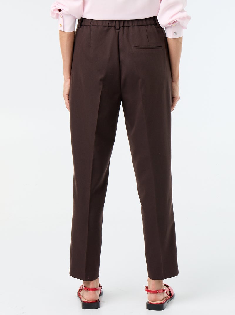 Pantalone da donna a sigaretta tinta unita in tessuto armaturato Marrone - Kiabi