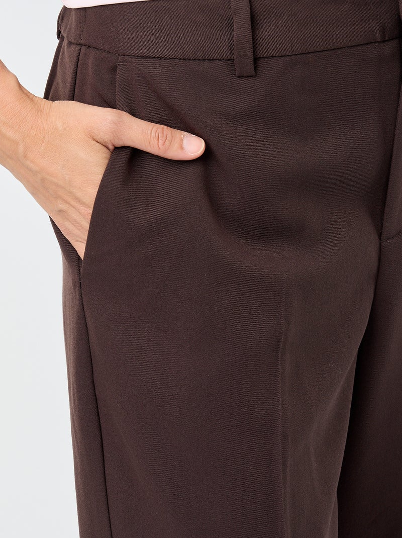 Pantalone da donna a sigaretta tinta unita in tessuto armaturato Marrone - Kiabi