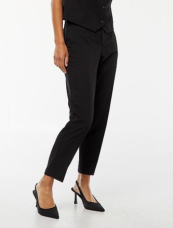 Pantalone da donna a sigaretta tinta unita in tessuto armaturato