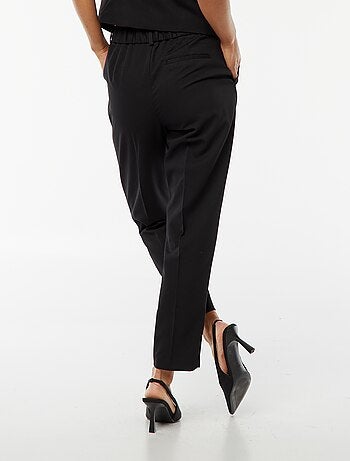 Pantalone da donna a sigaretta tinta unita in tessuto armaturato