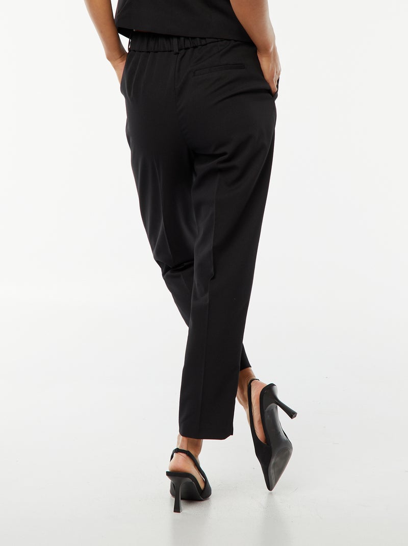 Pantalone da donna a sigaretta tinta unita in tessuto armaturato nero - Kiabi