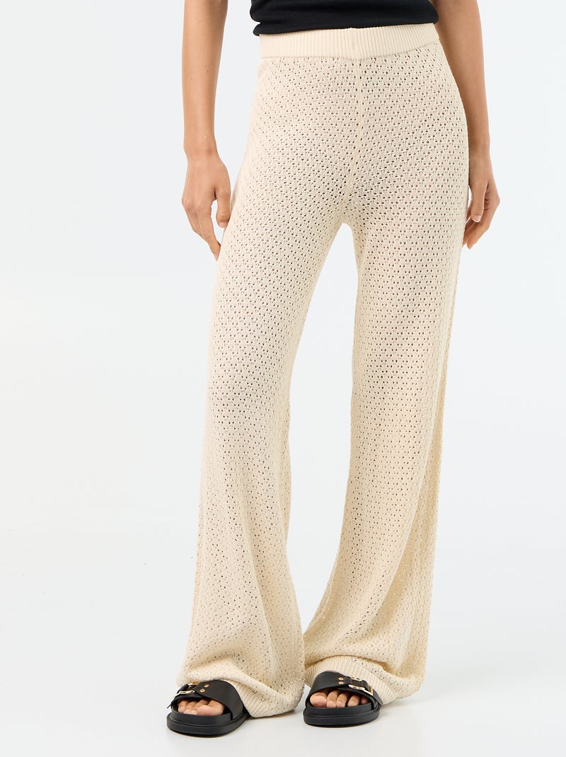 Pantalone da spiaggia in maglia all'uncinetto Beige - Kiabi