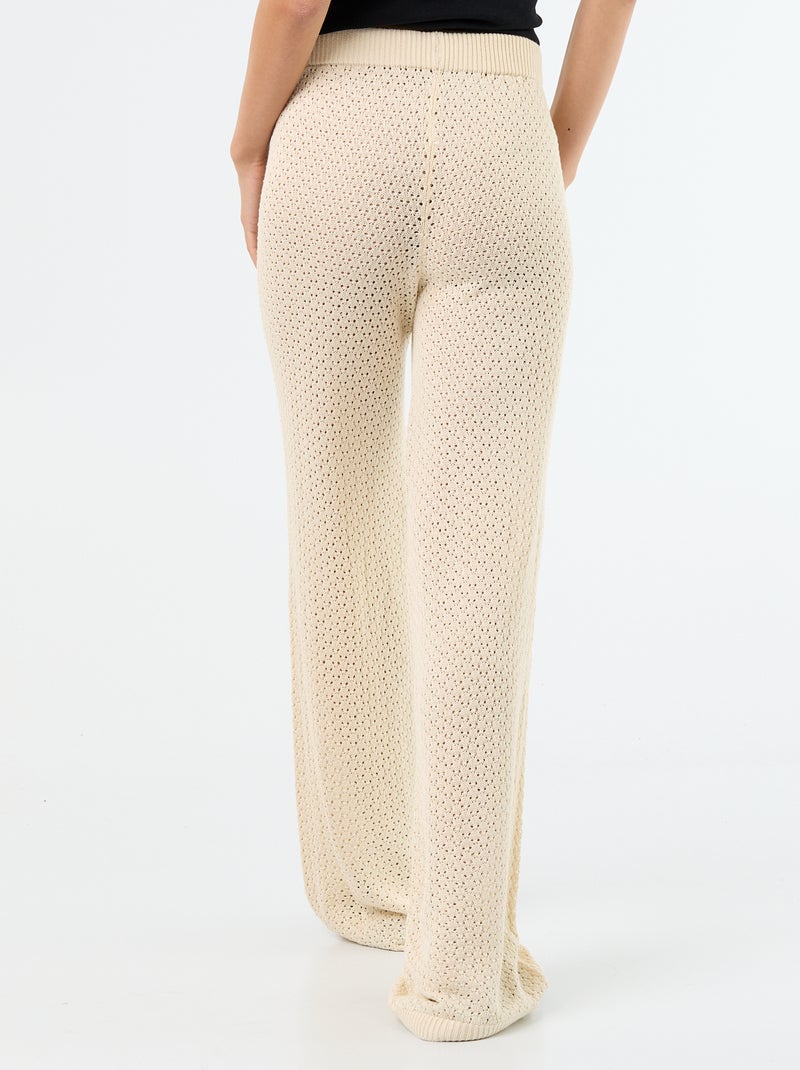 Pantalone da spiaggia in maglia all'uncinetto Beige - Kiabi