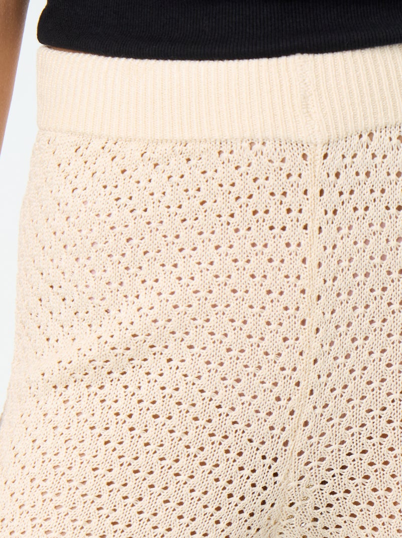 Pantalone da spiaggia in maglia all'uncinetto Beige - Kiabi