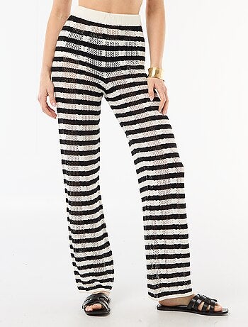 Pantalone da spiaggia in maglia crochet