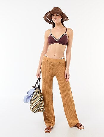 Pantalone da spiaggia in maglia crochet