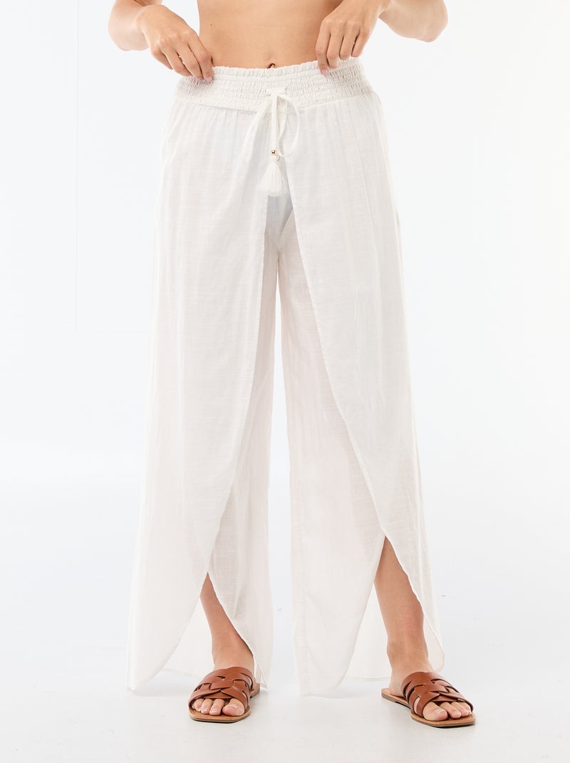 Pantalone da spiaggia in viscosa stampata Bianco - Kiabi