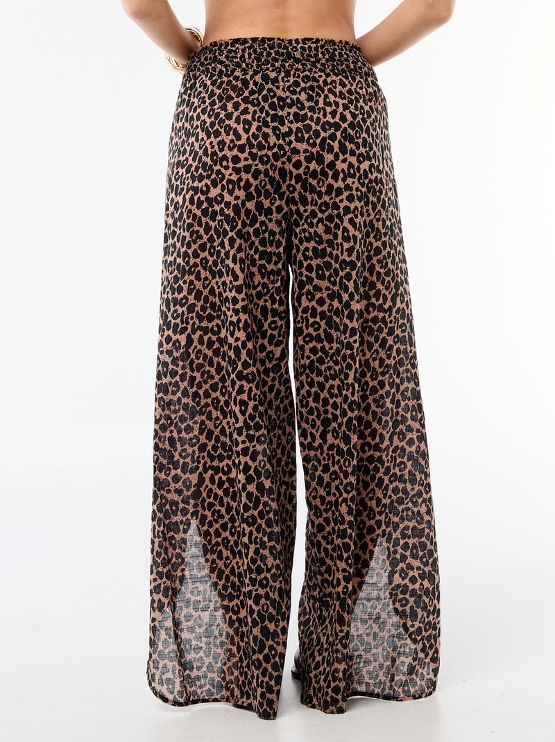 Pantalone da spiaggia in viscosa stampata Marrone - Kiabi
