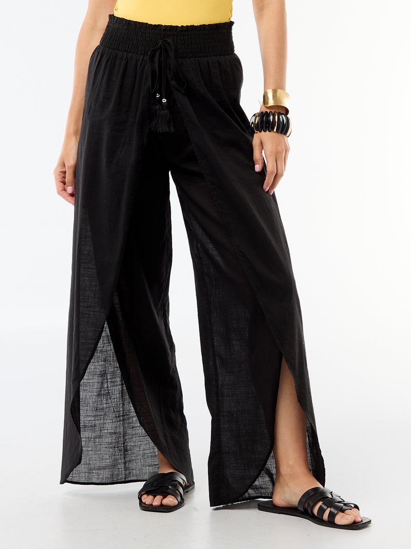 Pantalone da spiaggia in viscosa stampata Nero - Kiabi