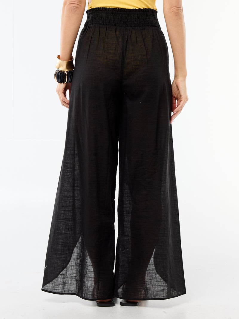 Pantalone da spiaggia in viscosa stampata Nero - Kiabi