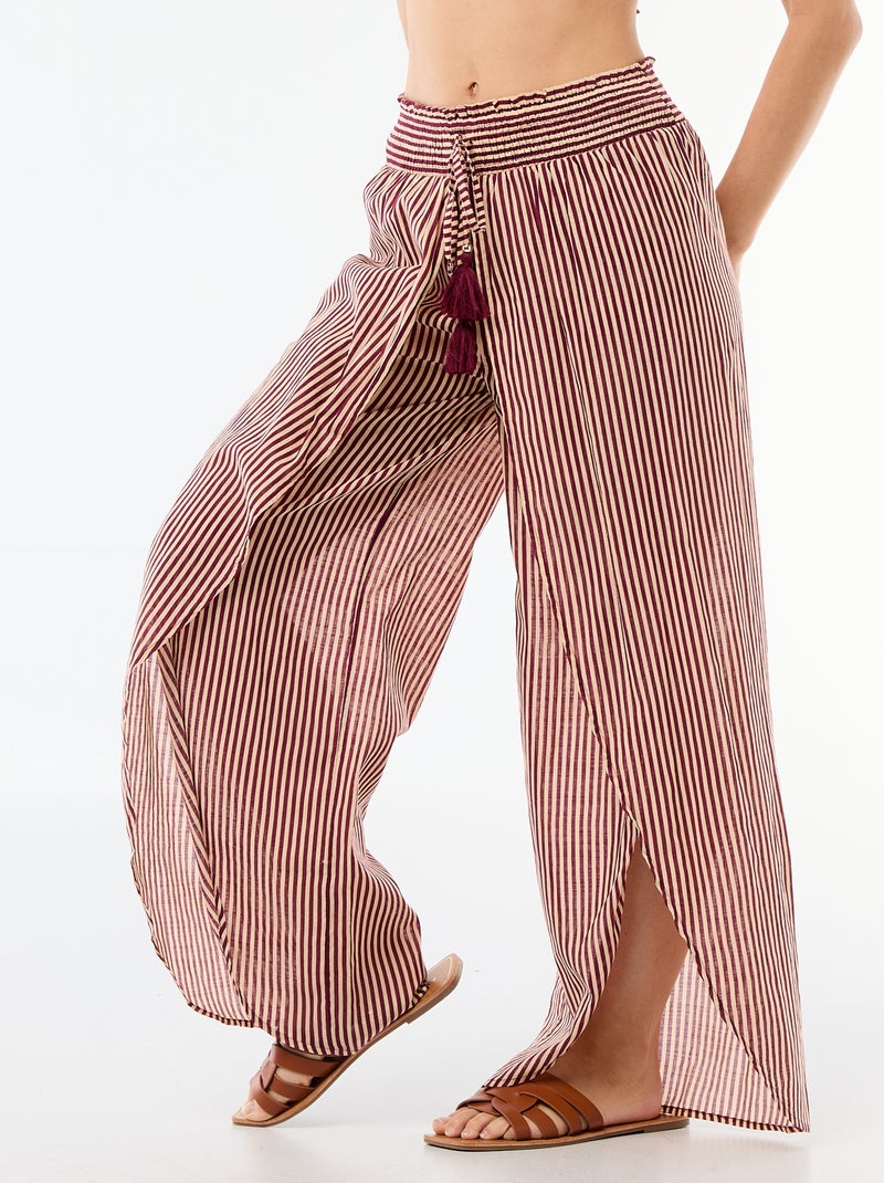 Pantalone da spiaggia in viscosa stampata Rosso - Kiabi