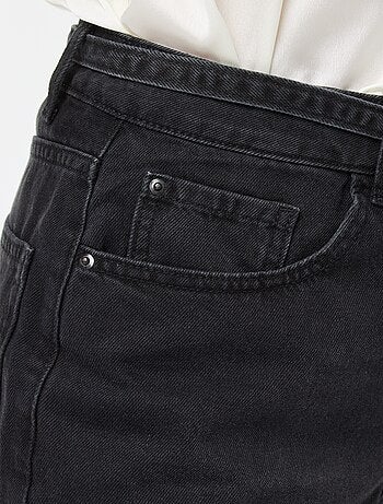 Pantalone denim barrel fit tinta unita con fiocco