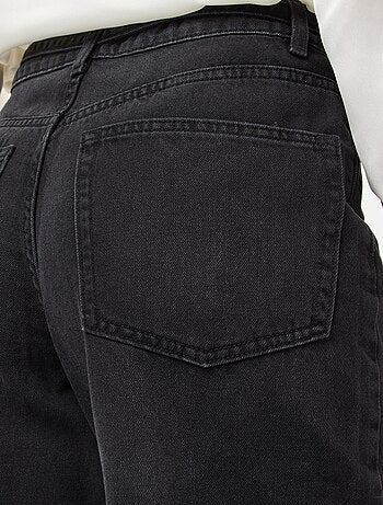 Pantalone denim barrel fit tinta unita con fiocco