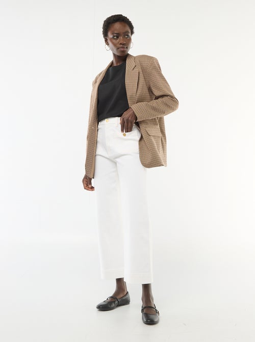 Pantalone denim cropped con bottoni - Kiabi