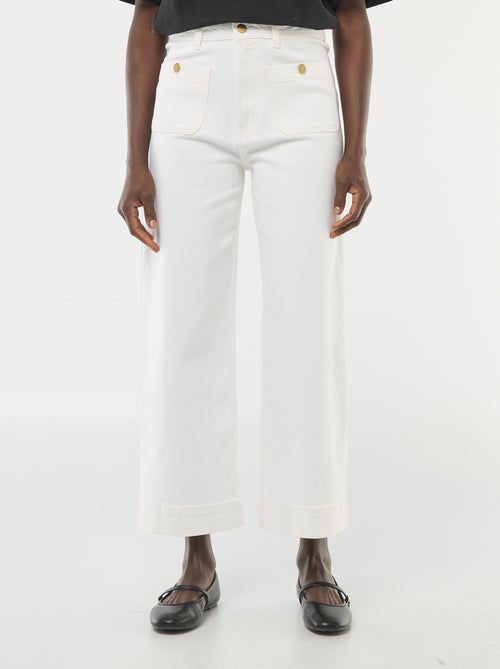 Pantalone denim cropped con bottoni - Kiabi