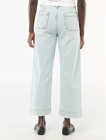 Pantalone denim cropped con bottoni
