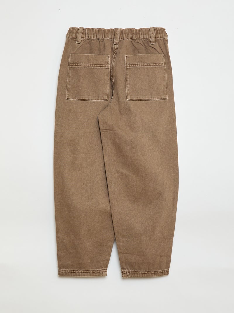 Pantalone denim / jeans taglio balloon ampio Beige - Kiabi