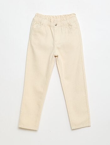 Pantalone denim mom a vita alta