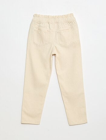 Pantalone denim mom a vita alta