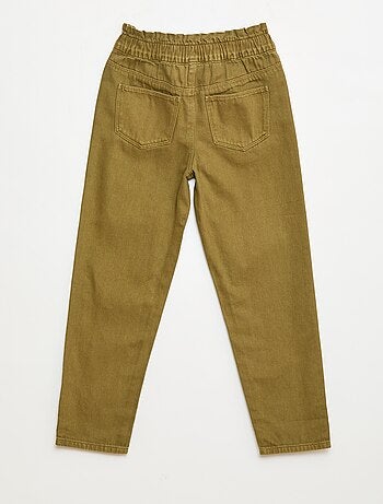 Pantalone denim mom a vita alta