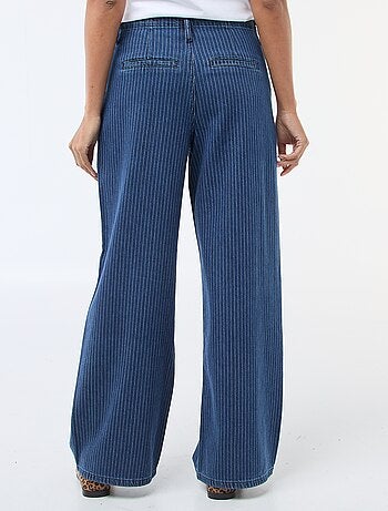 Pantalone denim wide leg a righe