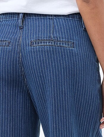 Pantalone denim wide leg a righe