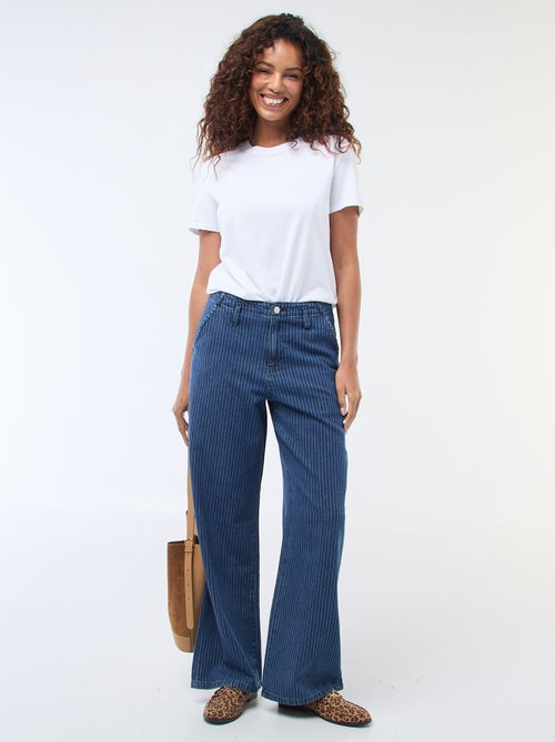 Pantalone denim wide leg a righe - Kiabi