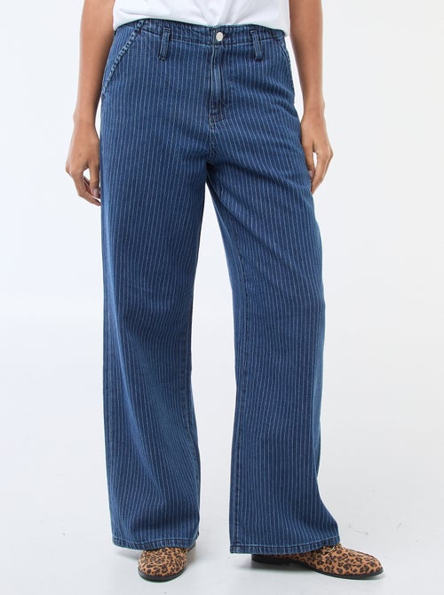 Pantalone denim wide leg a righe - Kiabi