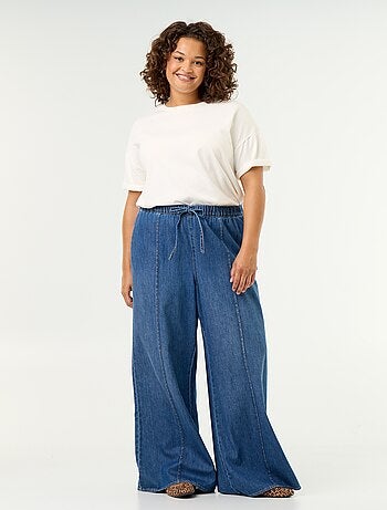 Pantalone denim wide leg