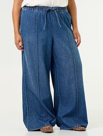 Pantalone denim wide leg