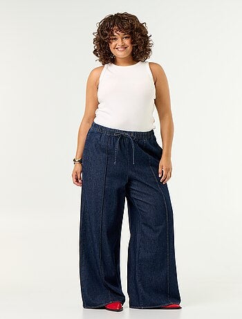 Pantalone denim wide leg