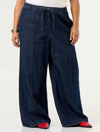 Pantalone denim wide leg