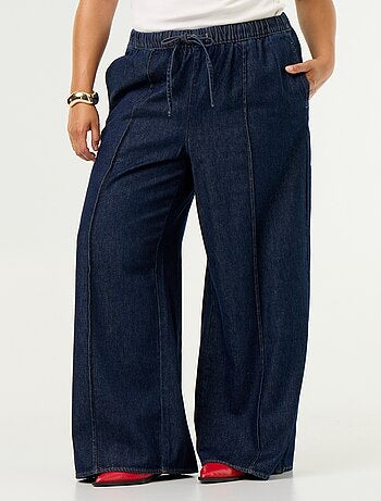 Pantalone denim wide leg