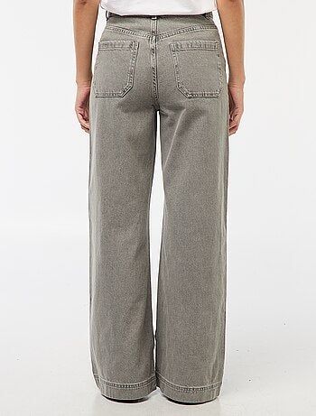 Pantaloni denim wide tinta unita