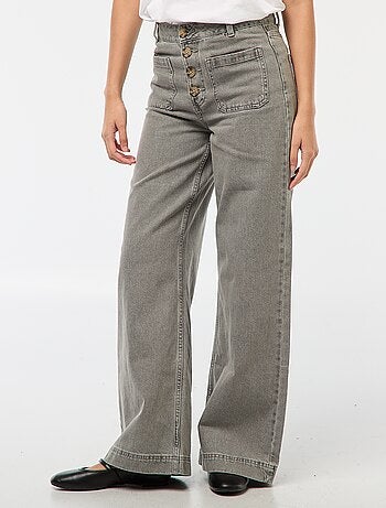 Pantaloni denim wide tinta unita