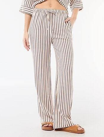 Pantalone largo da donna in lino con vita elasticizzata