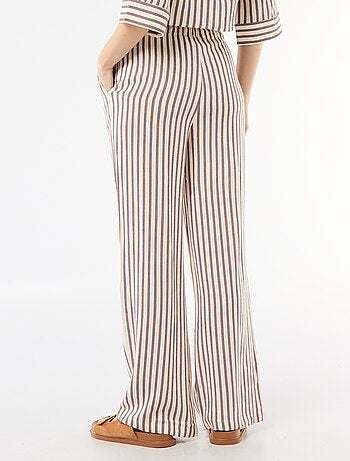 Pantalone largo da donna in lino con vita elasticizzata