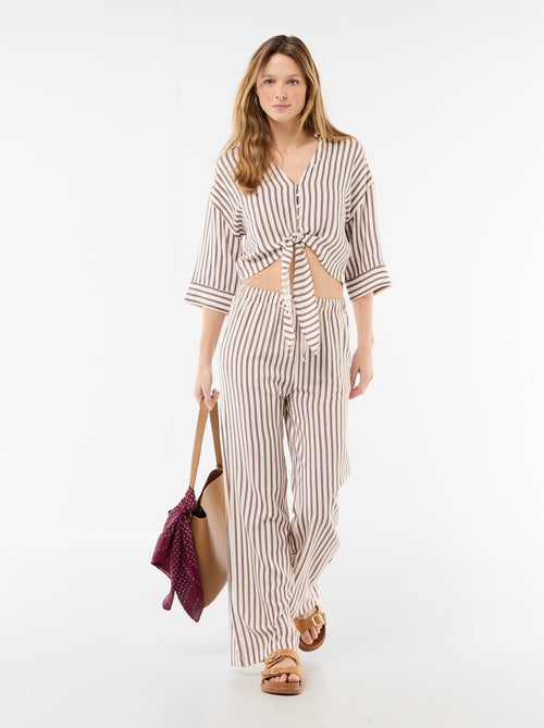 Pantalone donna in lino ampio - Kiabi Pantalone donna in lino ampio - Kiabi