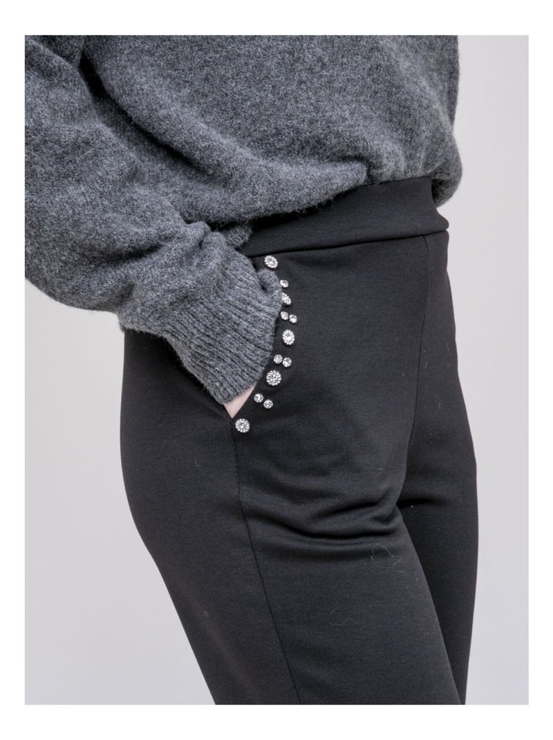 Pantalone dritto con dettagli strass ESMENA Nero - Kiabi